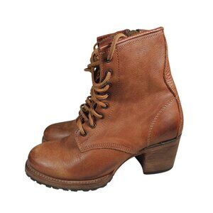FREEBIRD Cavalier Boots Brown Leather Lace Up Ankle Heeled Booties Size 9